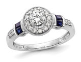 1/2 Carat (ctw SI1-SI2, G-H-I) Lab-Grown Diamond Engagement Ring in 14K White Gold with Sapphires